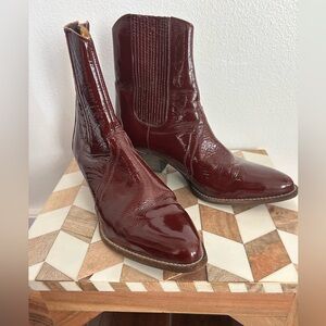 Free People Burgundy Leather Cowboy Boots